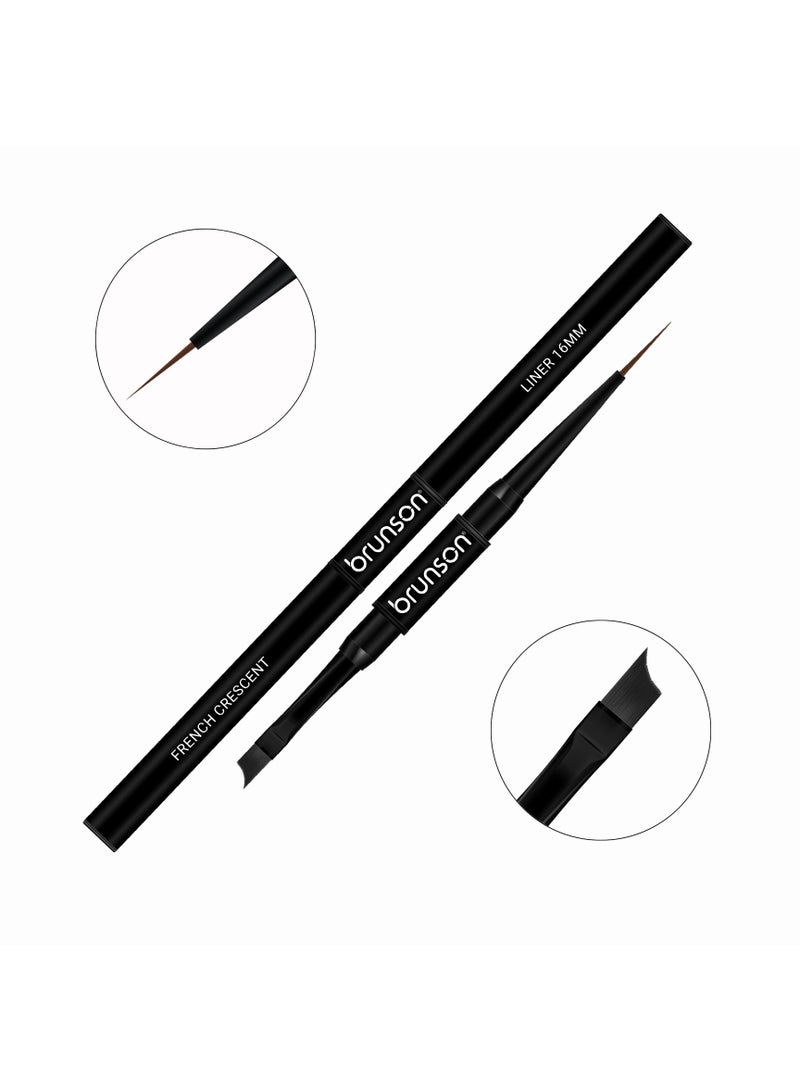 Nail Art Brush | Brunson 2-in-1 Dual Side 16mm | French Crescent & Liner Brush for Gel Polish, Gel Nail Art, Nail Painting, Fine Line & Nail Detailing, French Nail Design, Acrylic Nail Art, Manicure & Professional Nail Art Supplies
