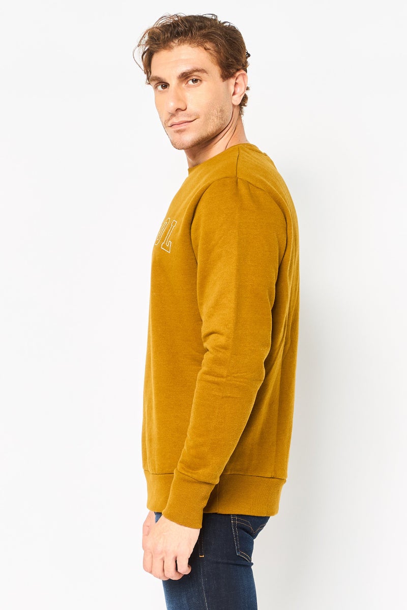 KANGOL Men Crew Neck Embraided Long Sleeve Sweatshirt, Khaki - Image 4