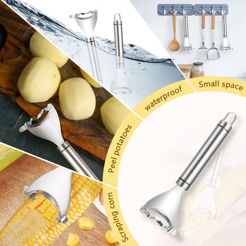 CANIPHA 1 Pcs Corn Peeler Corn Planer Thresher Stainless Steel Corn Peeler for Corn On the Cob Corn Kernel Remover Tool Magic Corn Stripper Tool Corn Cutter Corn Scraper with Ergonomic Handle for Kitchen - Image 4