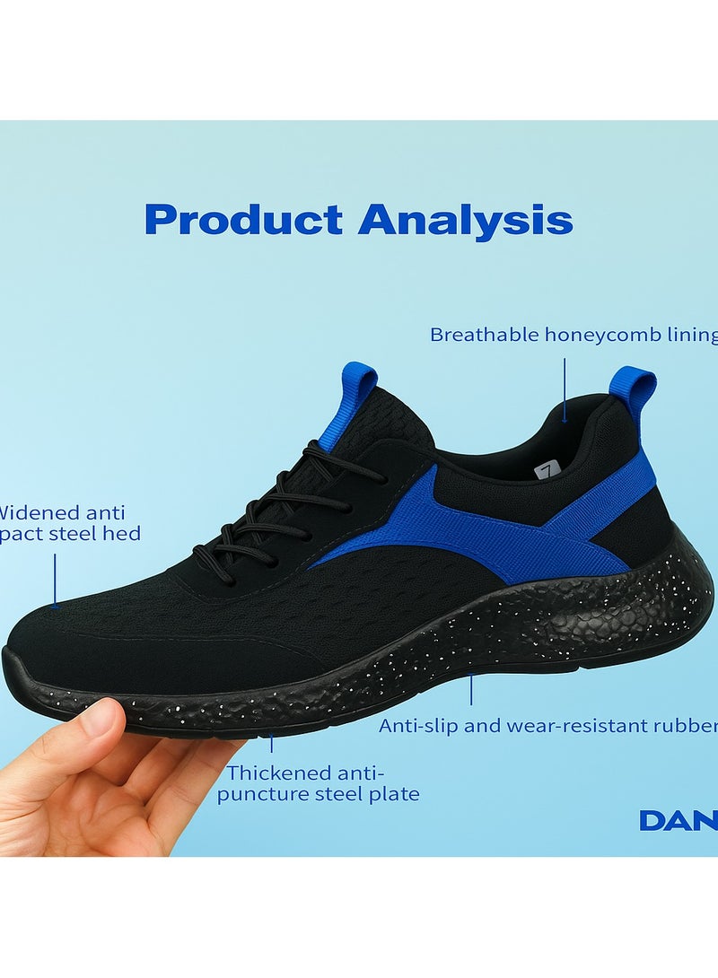 DANMI Men’s Safety Shoes Size 44 – Kevlar Anti-Puncture Sole & Steel Toe Protection, Anti-Slip Sole, Industrial Work Footwear - Image 2