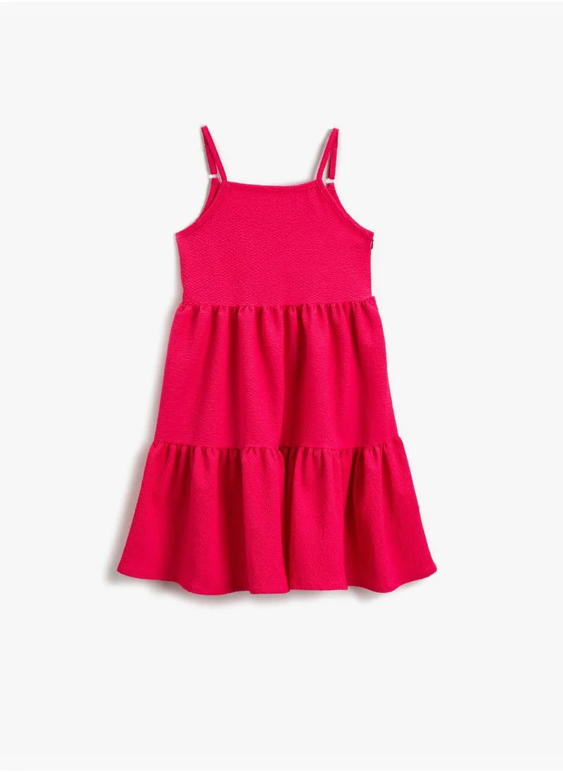 KOTON Midi Dress Frilly Spaghetti Strap