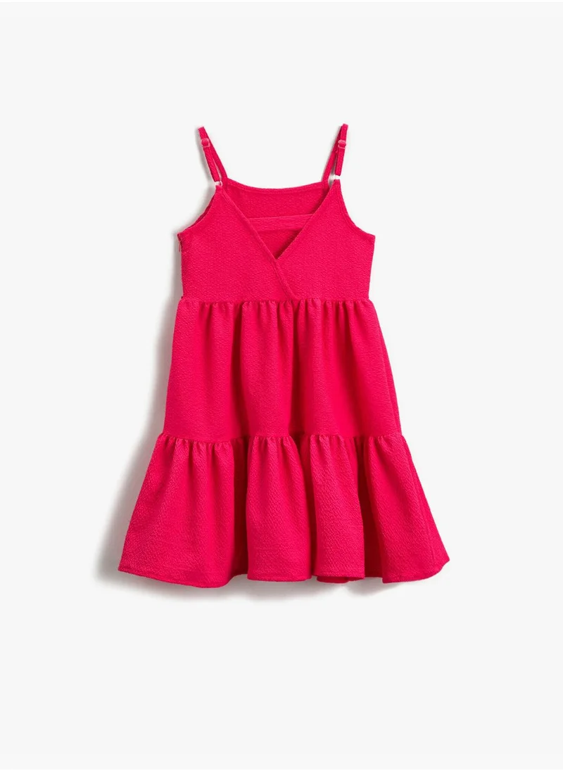 KOTON Midi Dress Frilly Spaghetti Strap