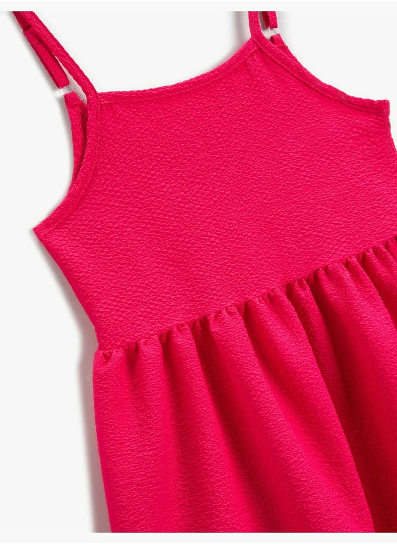 KOTON Midi Dress Frilly Spaghetti Strap