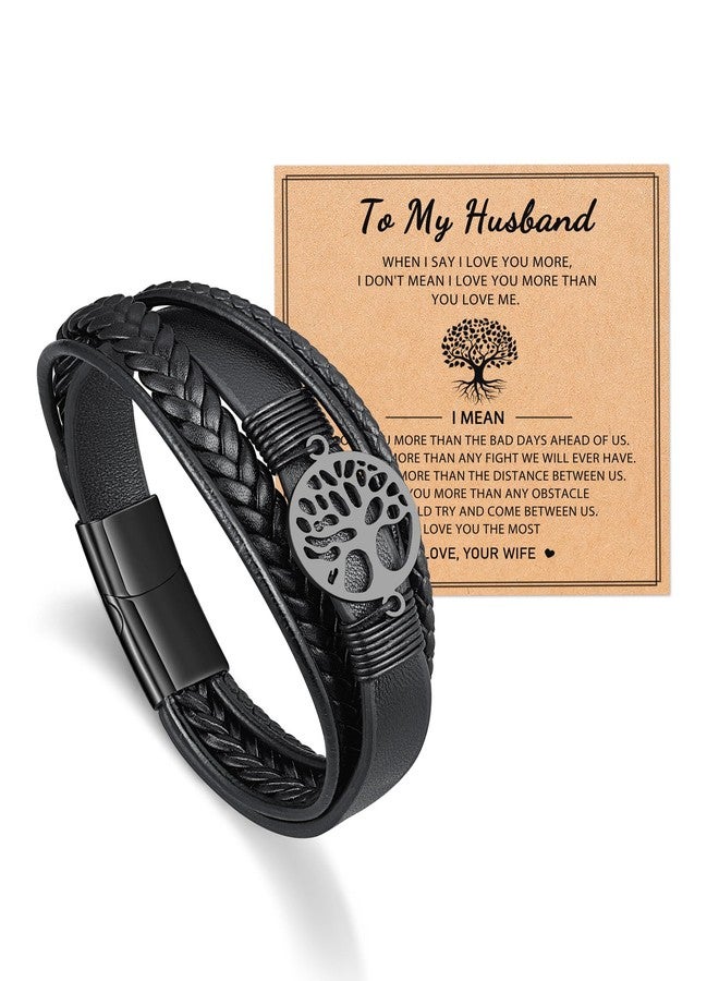 UNGENT THEM Men Valentines Day Gifts for Him Husband from Wife, Husband Birthday Gift Ideas Unique Anniversary Fathers' Day Christmas Gifts for Men Who Have Everything Mens Leather Bracelet - Image 1