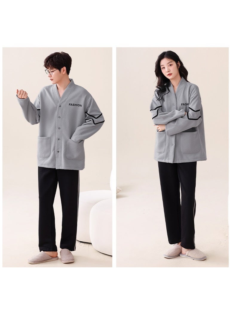 Autumn Spring Cotton Nightwear For Couple Men's Pajamas Set Women's Sleepwear Male Female Home Suit Home Service - Image 2