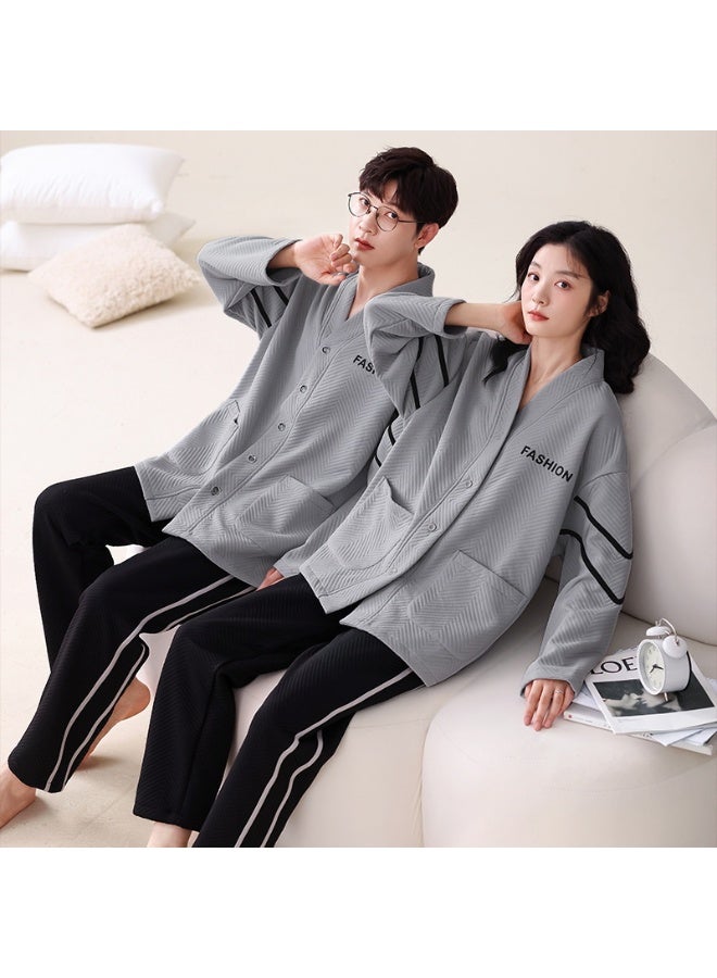 Autumn Spring Cotton Nightwear For Couple Men's Pajamas Set Women's Sleepwear Male Female Home Suit Home Service - Image 1