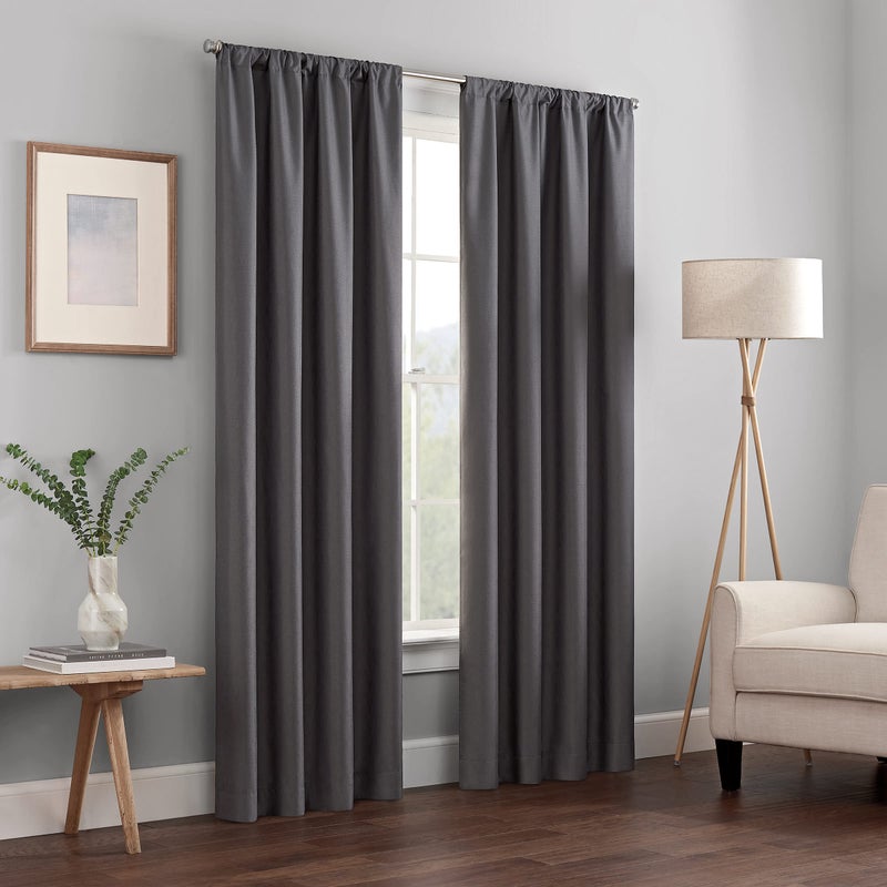 ECLIPSE Kendall Modern Blackout Thermal Rod Pocket Window Curtain for Bedroom or Living Room (1 Panel)  42 x 95  Charcoal - Image 1