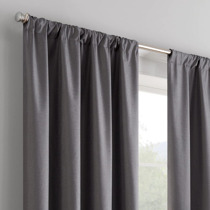 ECLIPSE Kendall Modern Blackout Thermal Rod Pocket Window Curtain for Bedroom or Living Room (1 Panel)  42 x 95  Charcoal - Image 4