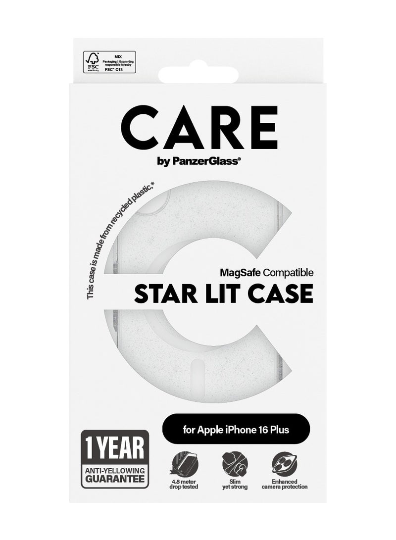 PanzerGlass حافظة هاتف CARE من PanzerGlass® Star Lit MagSafe لجهاز Apple iPhone 16 Plus باللون الأبيض، مختبرة ضد السقوط من ارتفاع 4.8 متر، مصنوعة من البلاستيك المعاد تدويره، ضمان ضد الاصفرار، حماية معززة للكاميرا - Image 3