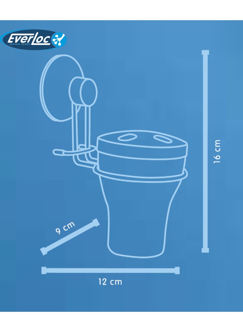 Everloc Essential Duo Pack - Toothbrush Holder & Single Shelf Corner Rack, Vacuum Suction, No Drilling, No Screws, Rustproof Wall Mounted Storage Solution for Shower  HTC-838 - Image 4