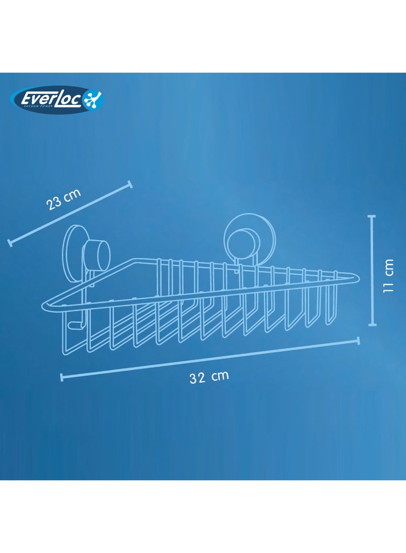 Everloc Essential Duo Pack - Toothbrush Holder & Single Shelf Corner Rack, Vacuum Suction, No Drilling, No Screws, Rustproof Wall Mounted Storage Solution for Shower  HTC-838 - Image 5