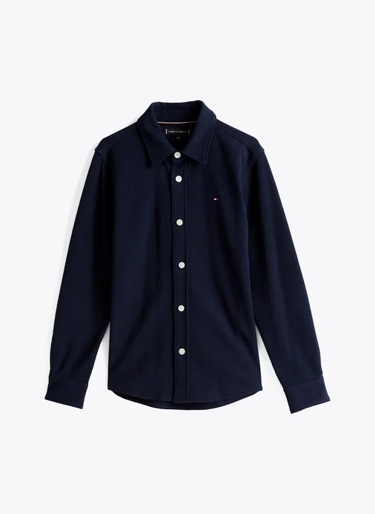 تومي هيلفيغر Kids Micro Waffle Long Sleeve Regular Shirt