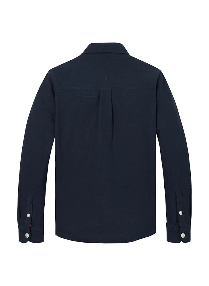 تومي هيلفيغر Kids Micro Waffle Long Sleeve Regular Shirt