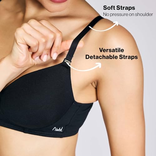 NYKD (NYB198 Cotton Lightly Padded & Non Wired T-Shirt Bra for Women | Medium Coverage Bra with Soft Detachable Straps | Ideal for All Day Comfort - Black - Image 4