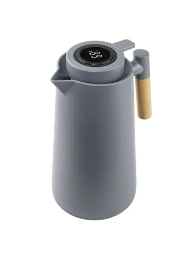 كيتشينو إبريق شاي حراري  بمقبض، إبريق قهوة، سعة 1 لتر، ترمس مزدوج الجدران مع شاشة عرض درجة حرارة LED، بطانة زجاجية، عزل حراري لمدة 24 ساعة للقهوة والشاي والماء ساخنًا أو باردًا - Image 2