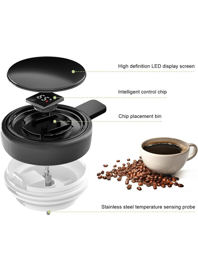 كيتشينو إبريق شاي حراري  بمقبض، إبريق قهوة، سعة 1 لتر، ترمس مزدوج الجدران مع شاشة عرض درجة حرارة LED، بطانة زجاجية، عزل حراري لمدة 24 ساعة للقهوة والشاي والماء ساخنًا أو باردًا - Image 4