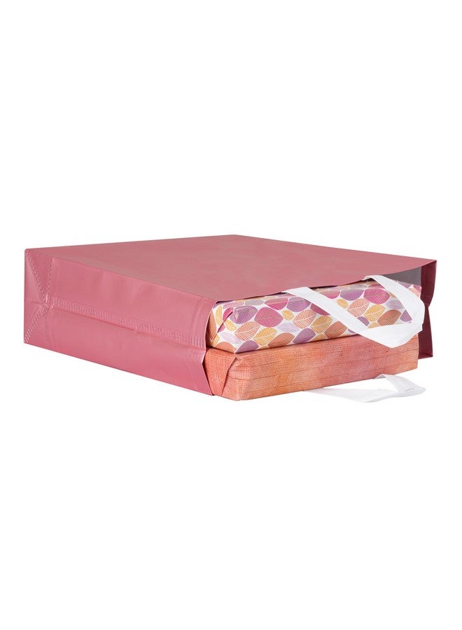 Drapme Medium Size Pack of 50 Pcs Matt Metallic Laminated Non-Woven Reusable Eco-Friendly Party Return Gift Bags (Flamingo Pink) (Medium 12x13x4 Inch) - Image 2