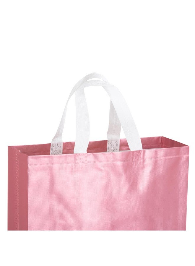Drapme Medium Size Pack of 50 Pcs Matt Metallic Laminated Non-Woven Reusable Eco-Friendly Party Return Gift Bags (Flamingo Pink) (Medium 12x13x4 Inch) - Image 4