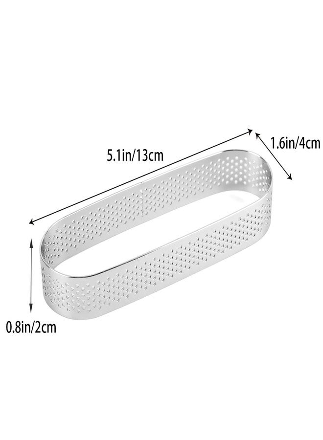 Guowall Oval Tart Rings 304 Stainless Steel 6 pcs Perforated Pastry Cake Ring Mold for Baking, Nonstick Fruit Tarte Crust Tools - 5 inch (13cm) - Image 5