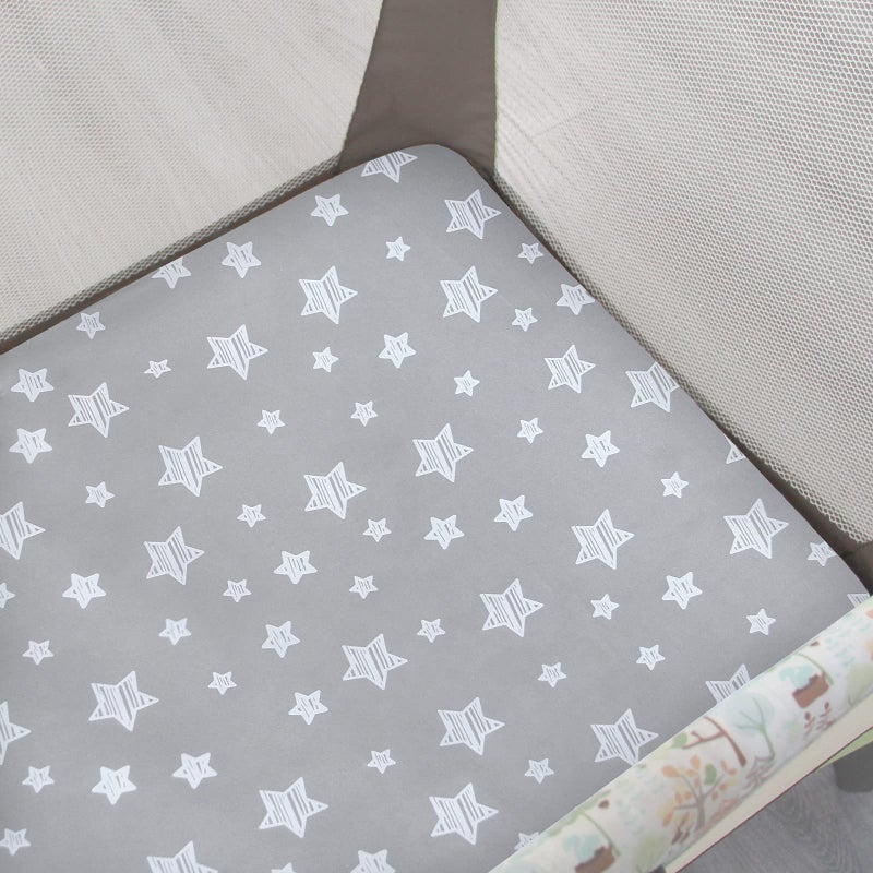 Moonsea Pack and Play Sheets, 2 Pack Mini Crib Sheets, Stretchy Playard Fitted Sheet, Compatible with Graco Pack n Play, Soft and Breathable Material, Stars & Bunny - Image 2