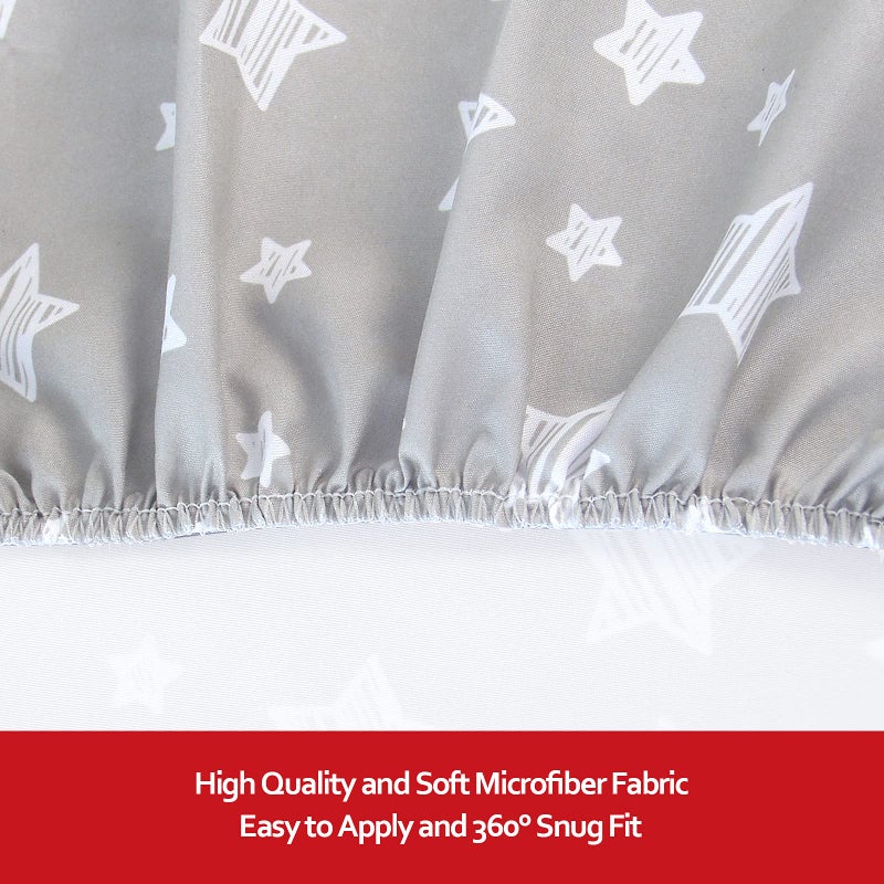 Moonsea Pack and Play Sheets, 2 Pack Mini Crib Sheets, Stretchy Playard Fitted Sheet, Compatible with Graco Pack n Play, Soft and Breathable Material, Stars & Bunny - Image 4