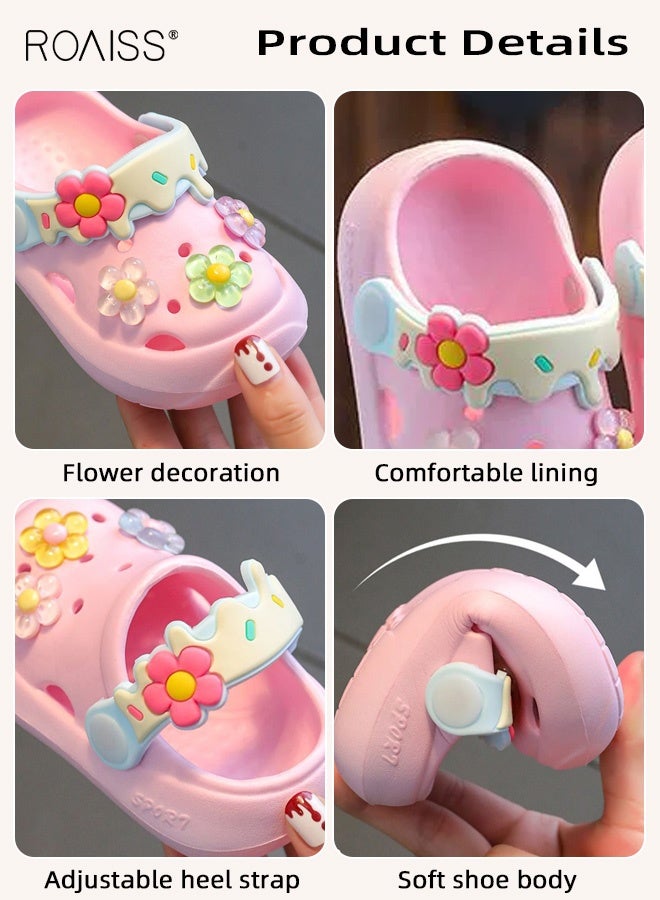roaiss Toddler Girls Adorable Sandals, Comfort Clogs with Soft Non-slip Sole, Breathable Slippers with Exquisite Flower Decoration, Slip on Slides for Little Girls, Suitable for Beach, Daily Wear and Casual Occasions - Image 4