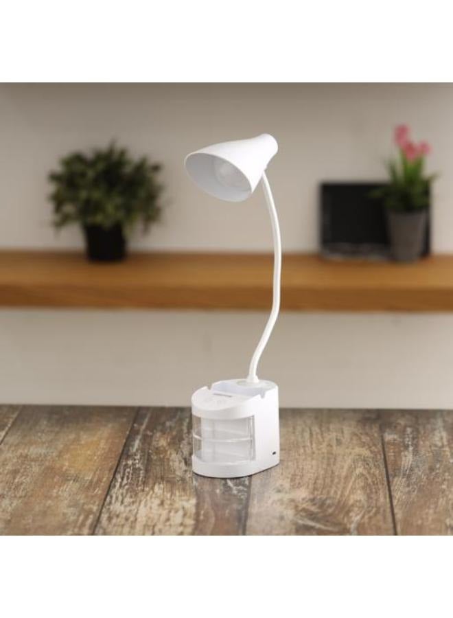 GEEPAS Rechargeable Reading Lamp/Table Lamp with Pencil Vase, Clear Storage Box, Adjustable Silicone Tube, Lithium Battery, GDL53039 White  - Image 4