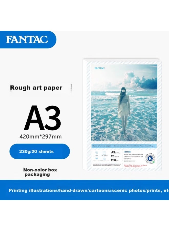 Fantac Co Line Ilration Art Photo Paper A3 Hand-drawn Portrait Photo Paper 230g Color Inkjet Printing Photo Paper, 20 Sheets Pack 9895-674 - Image 1