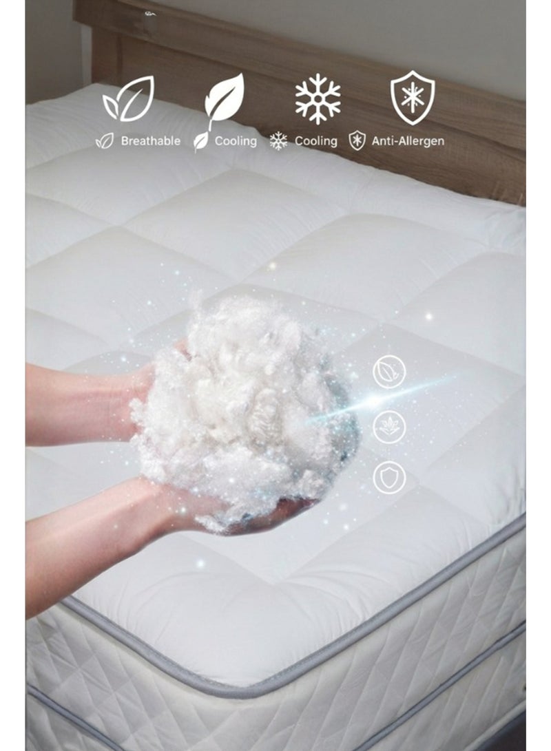 SleepLand Hotel Microfiber Mattress Topper Package 200×180 cm 14 cm Height with Two Hotel Pillows - Image 4