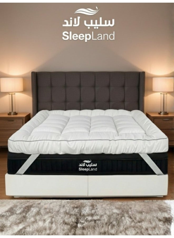 SleepLand Hotel Microfiber Mattress Topper Package 200×180 cm 14 cm Height with Two Hotel Pillows - Image 2