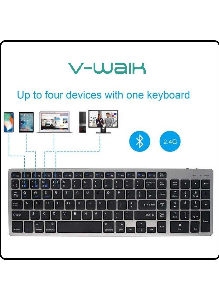 V-Walk V-Walk 2.4G+Bluetooth Wireless Keyboard With Free Silicon Cover compatible with IOS, Android and Windows  - Image 1