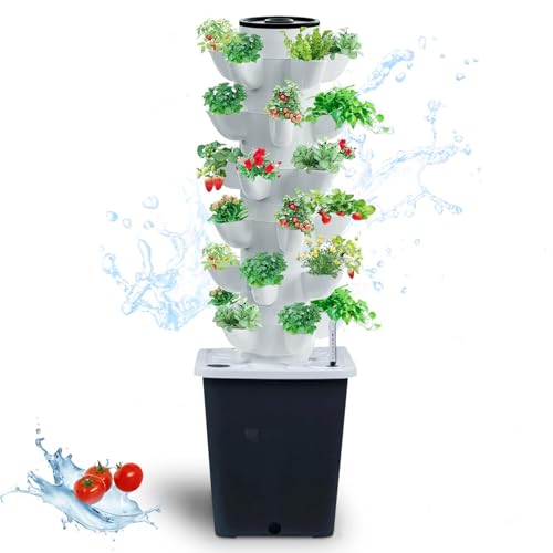 JPWDDWYT Hydroponics Tower Indoor Growing System Vertical Garden Planter Indoor Smart Garden Kit with Pump and Movable Water Tank Vegetable Plant Gift for Gardening Lover (30-Plants) - Image 1