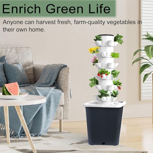 JPWDDWYT Hydroponics Tower Indoor Growing System Vertical Garden Planter Indoor Smart Garden Kit with Pump and Movable Water Tank Vegetable Plant Gift for Gardening Lover (30-Plants) - Image 3