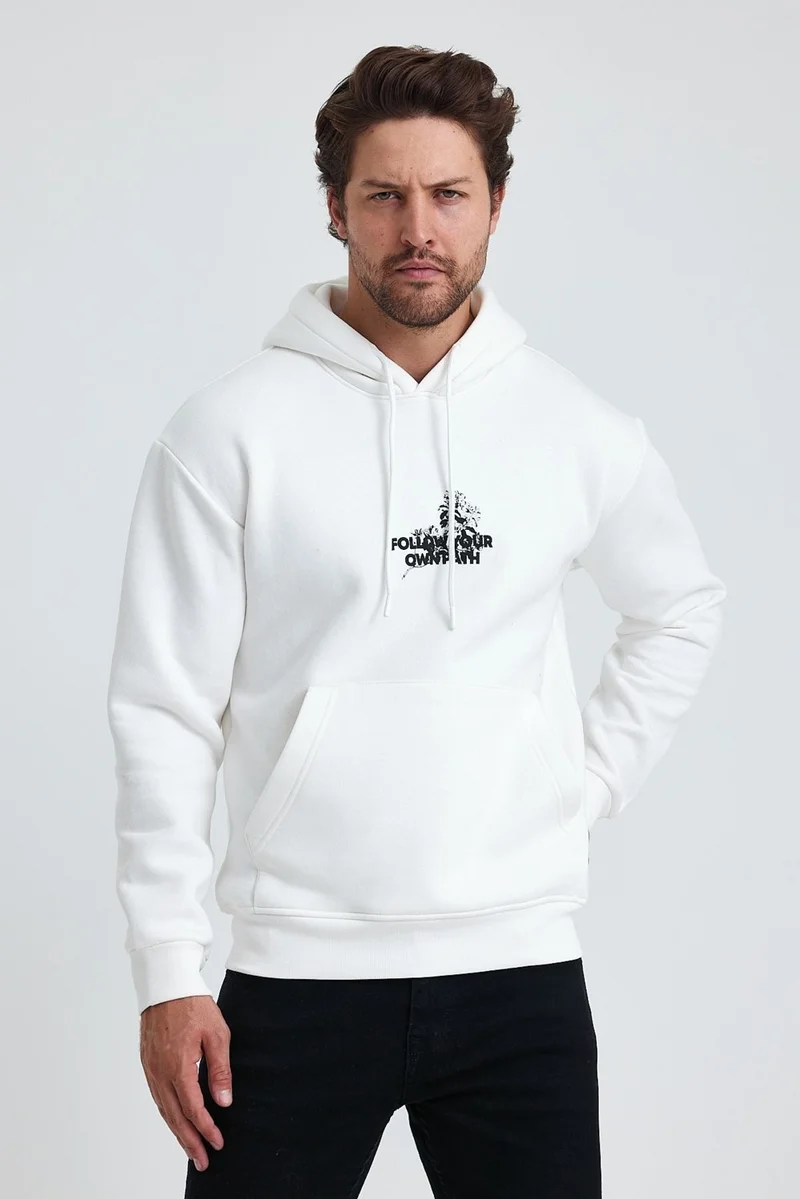 Cool Tarz Cool Style Men's Regular Fit Soft Polar Fleece Inside Drawstring Hooded Printed Sweatshirt