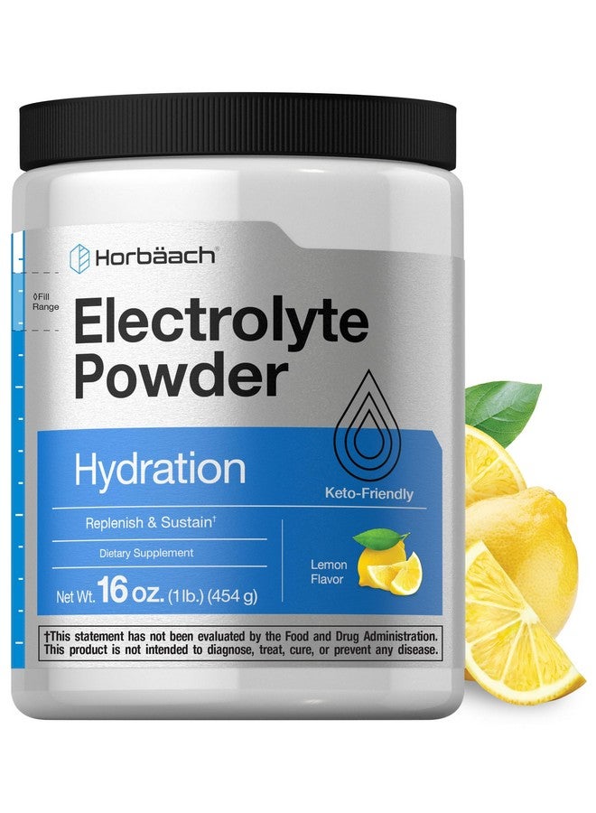 Horbäach Electrolytes Powder | 16 oz | 130 Servings | Hydration Supplement | Vegetarian | Keto-Friendly | Non-GMO, Gluten Free Formula | Lemon Flavor - Image 1