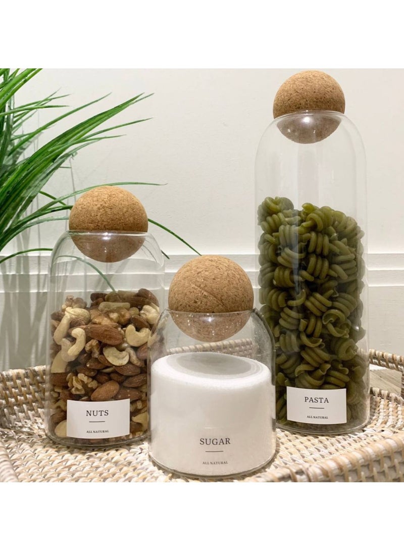 طقم كاندي - 3 قطع برطمانات زجاجية شفافة بغطاء كروي – متين وأنيق للتخزين - Image 1
