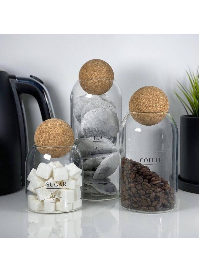 طقم كاندي - 3 قطع برطمانات زجاجية شفافة بغطاء كروي – متين وأنيق للتخزين - Image 3