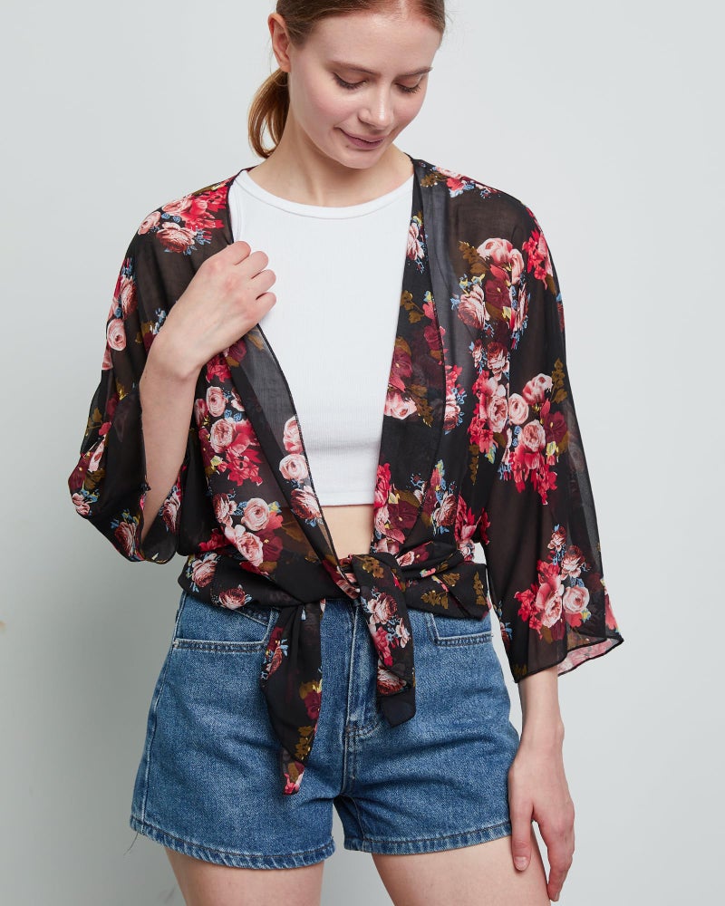 Argstar Women's Kimono Cardigans Casual Summer Tops Cover up Open Front Floral Print Resort Wear/Beachwear - Image 4