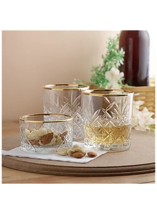 Paşabahçe Pasabahce Timeless Whisky Set – 2 Glass + 1 Bowl Gold Edition - Image 1