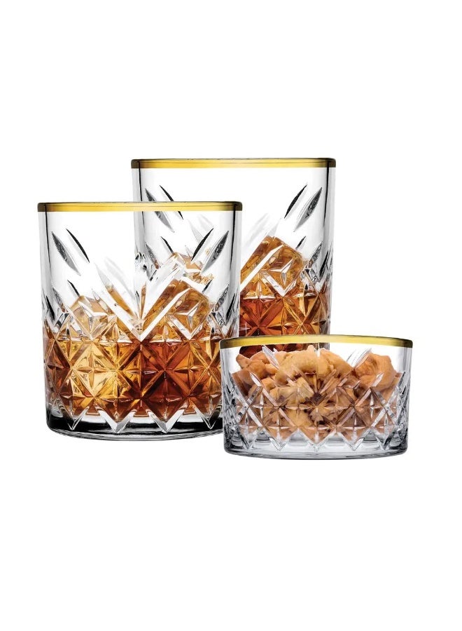 Paşabahçe Pasabahce Timeless Whisky Set – 2 Glass + 1 Bowl Gold Edition - Image 2