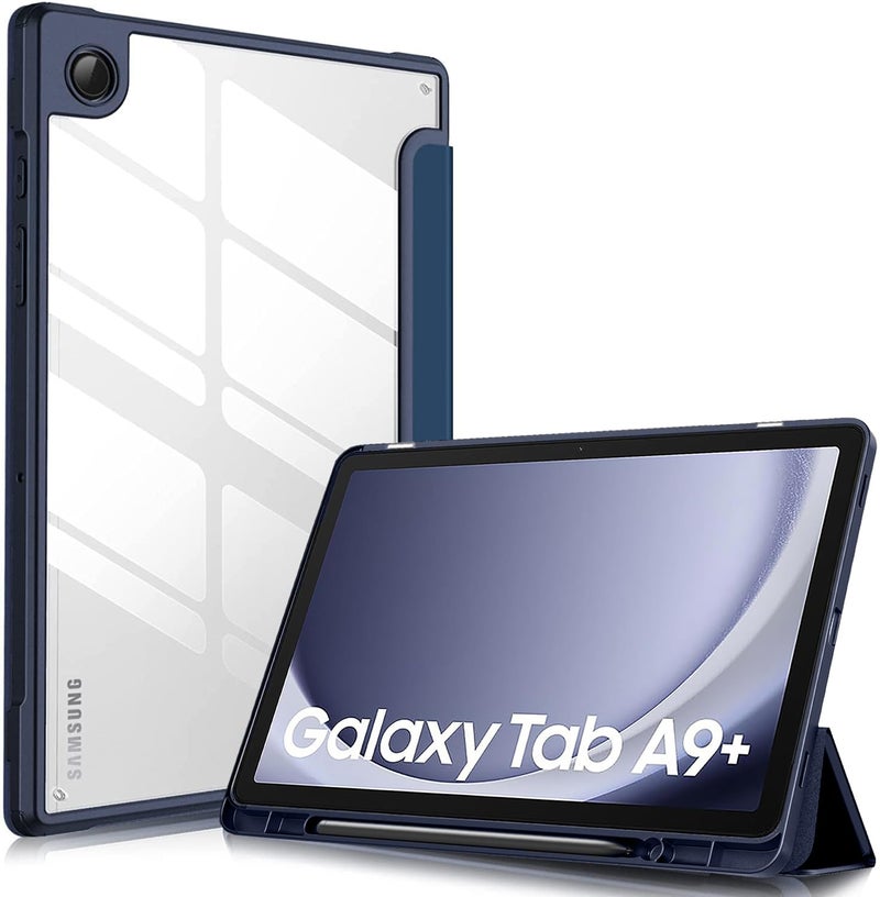 ProElite Cover for Samsung Galaxy Tab A9 Plus 11 inch Cover Case, Smart Flip Case Cover for Samsung Galaxy Tab A9+ 11 inch with S Pen Holder, Dark Blue [Transparent Back] - Image 1