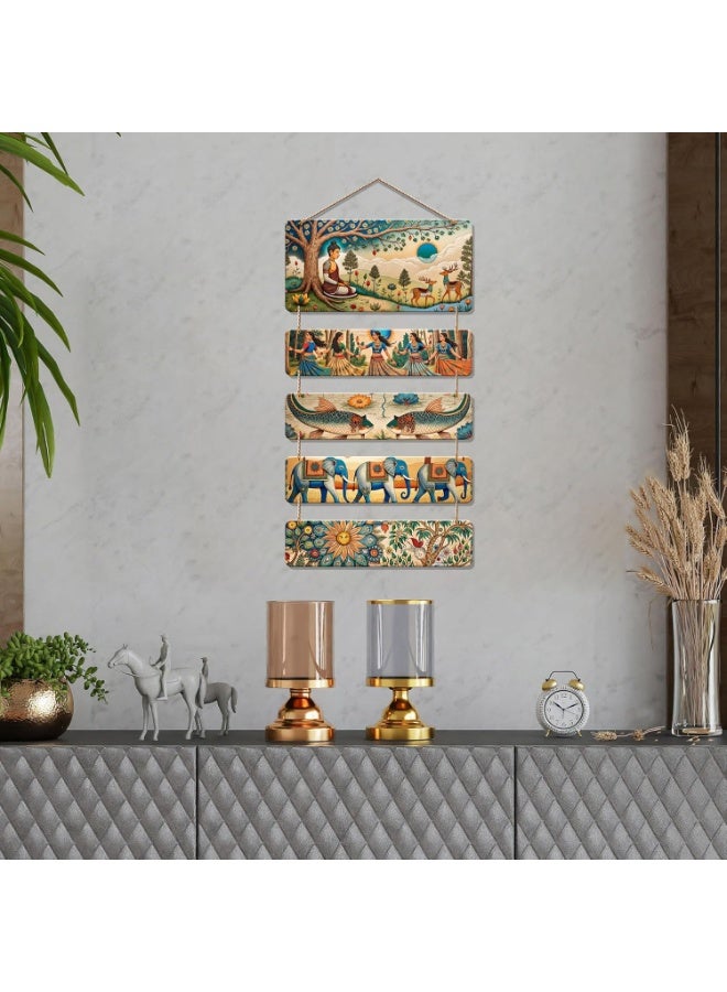 Artvibes Buddha, Elephant & Tribal Dance Wooden Wall Haning for Living Room | Spiritual Decor Items | Wall Art Painting For Hall | Wall Paintings | Handcrafted Art | Wall Poster | Gift Item (WH_6726N) - Image 3