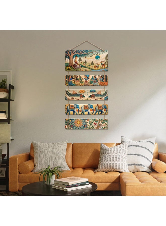 Artvibes Buddha, Elephant & Tribal Dance Wooden Wall Haning for Living Room | Spiritual Decor Items | Wall Art Painting For Hall | Wall Paintings | Handcrafted Art | Wall Poster | Gift Item (WH_6726N) - Image 2
