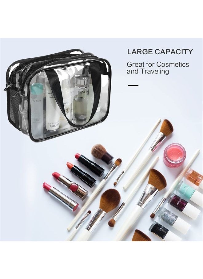 Auseibeely - Clear Cosmetics Bag Toiletry Bag, Large Clear Travel Bag for Toiletries, Waterproof & Draining Transparent Makeup Bag Tote Bag, Carry On Airport Airline Compliant Bag for Men Women - Image 1
