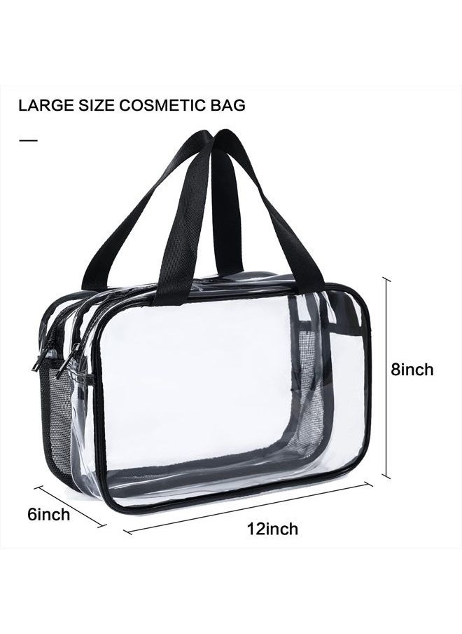 Auseibeely - Clear Cosmetics Bag Toiletry Bag, Large Clear Travel Bag for Toiletries, Waterproof & Draining Transparent Makeup Bag Tote Bag, Carry On Airport Airline Compliant Bag for Men Women - Image 1