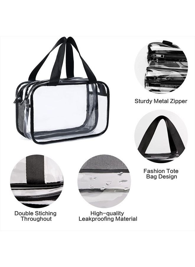 Auseibeely - Clear Cosmetics Bag Toiletry Bag, Large Clear Travel Bag for Toiletries, Waterproof & Draining Transparent Makeup Bag Tote Bag, Carry On Airport Airline Compliant Bag for Men Women - Image 1