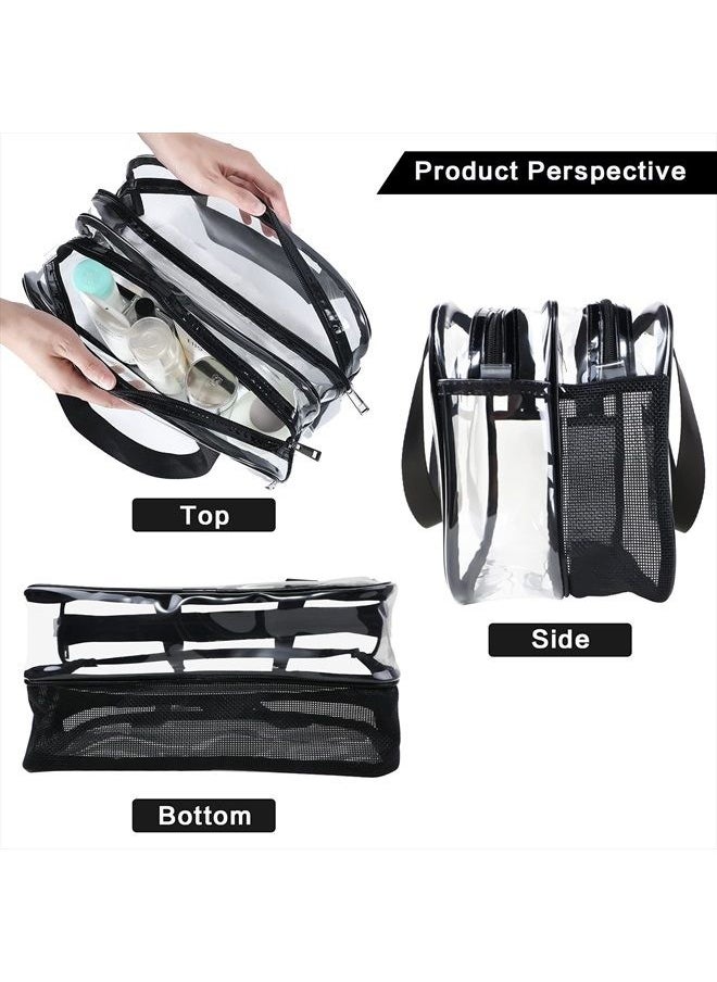 Auseibeely - Clear Cosmetics Bag Toiletry Bag, Large Clear Travel Bag for Toiletries, Waterproof & Draining Transparent Makeup Bag Tote Bag, Carry On Airport Airline Compliant Bag for Men Women - Image 1