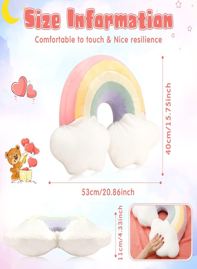 كويكاي وسادة على شكل قوس قزح من Queekay مقاس 21 بوصة، وسادة سحابية مزخرفة للمنزل، محشوة بشكل جميل، ناعمة للأطفال، هدايا للأصدقاء، غرفة النوم، ديكورات غرفة الراحة (وردي) - Image 3