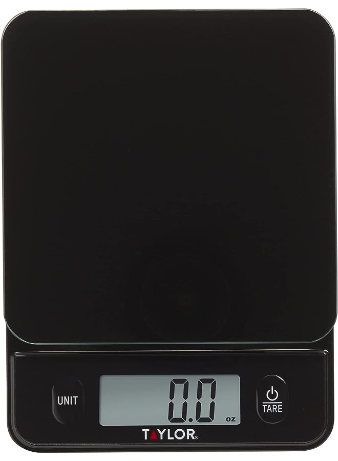 Taylor Glass Top Food Scale with Touch Control Buttons, 11 lb Capacity, Black - Image 1