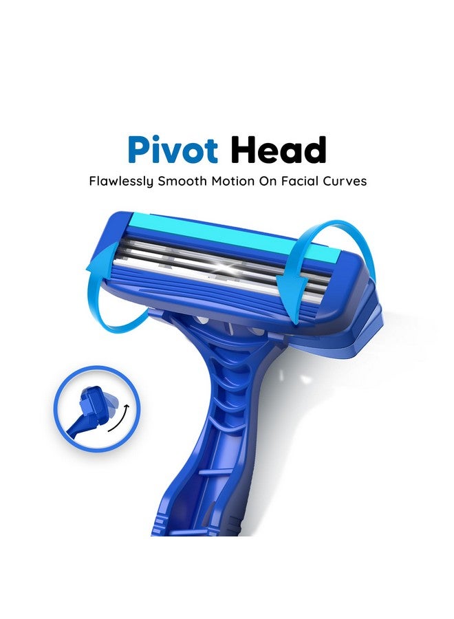 LetsShave Pro 3 Plus Disposable Shaving Razors For Men, Pack Of 10, Stainless Steel, Razor With Rubber Grip Handle & Safety Cap, Open Flow Hair Remover Made In South Korea, Razor For Men Face And Head - Image 3